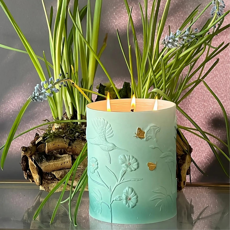 Large Candle Ipomoea | Green & Gold