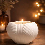 Tulip Low Candle - White Biscuit