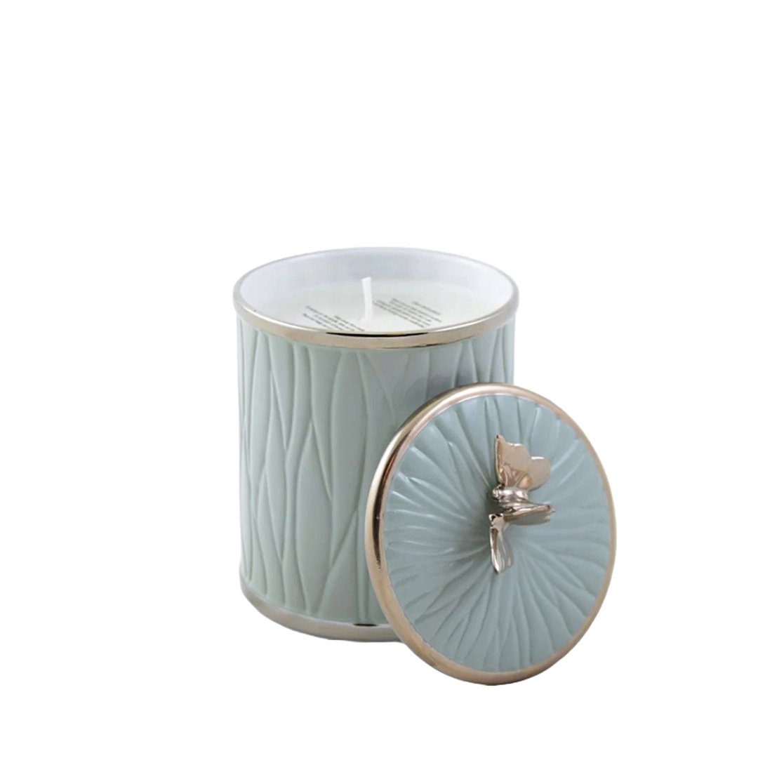 Organic Candle 80 - Celadon with Platinum Butterfly