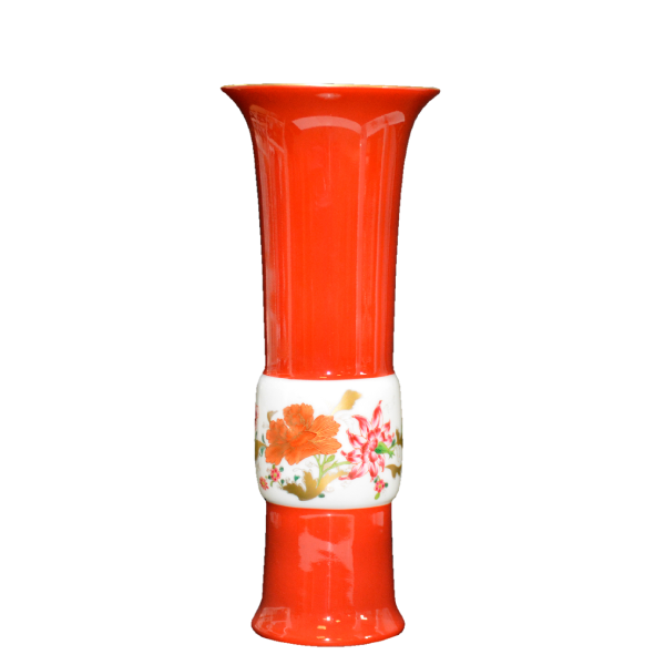 Red Belted Vase - Orient Garden