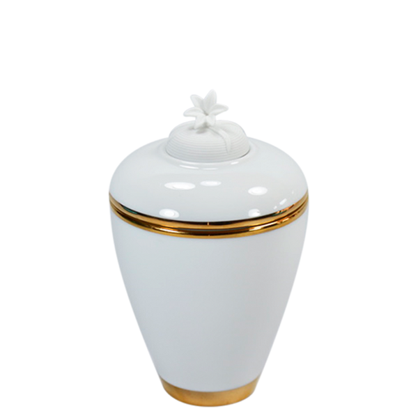 Natura High Candle  - White & Gold with Lily
