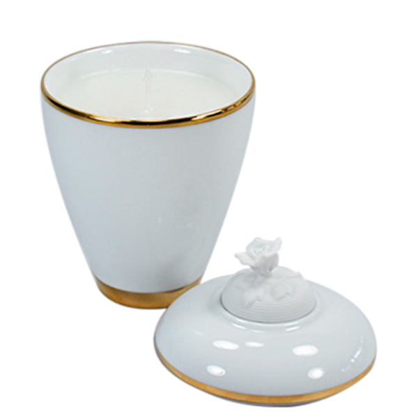 Natura High Candle  - White & Gold with Rose